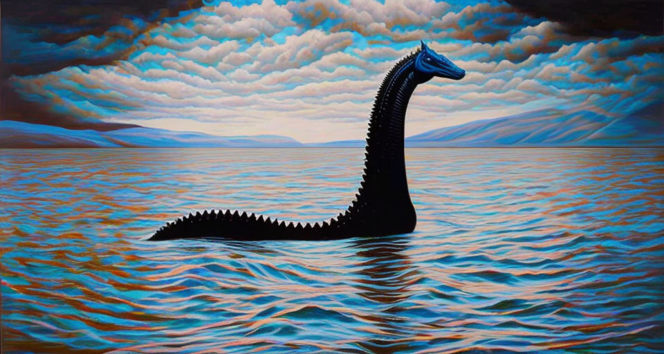 Legendary Loch Ness Monster Emerges from Rippling Water