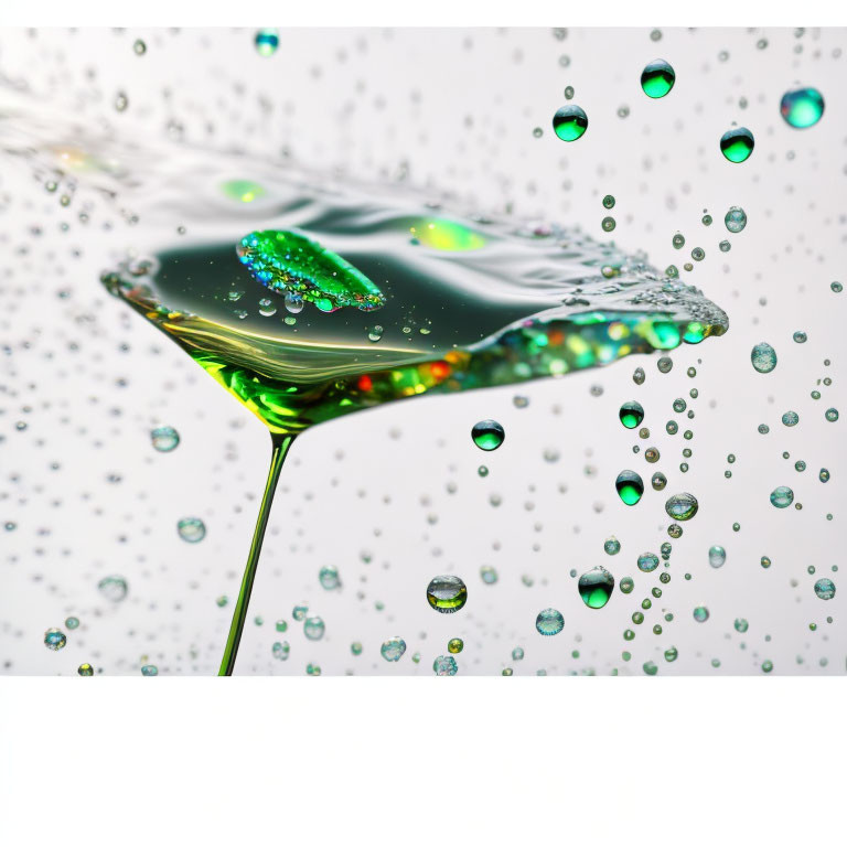 Vibrant green liquid bubbles in close-up shot