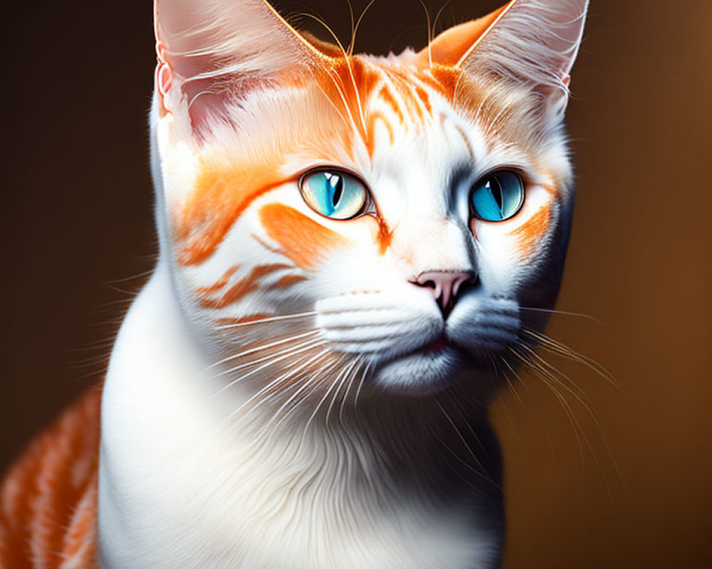 Orange and White Cat with Blue Eyes in Close-Up Shot