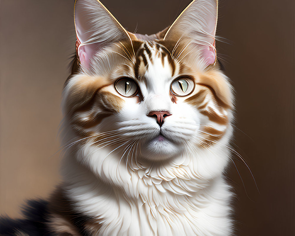 Majestic cat portrait with amber eyes and tabby markings