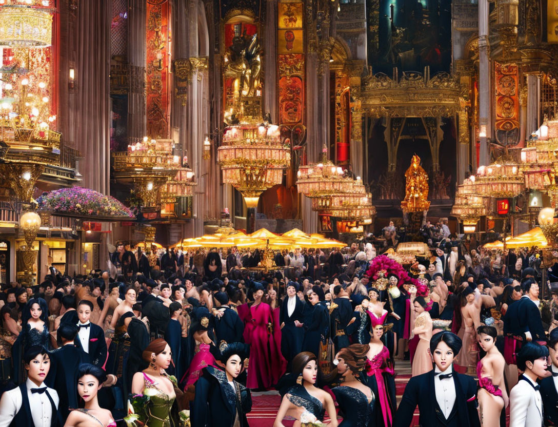 Opulent Ballroom Gala with Elegant Guests