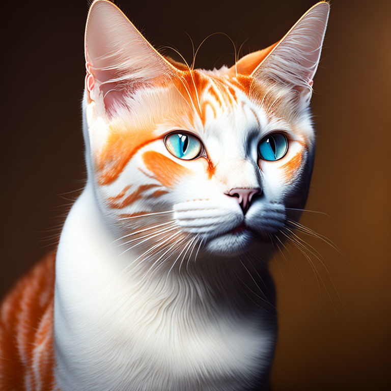 Orange and White Cat with Blue Eyes in Close-Up Shot