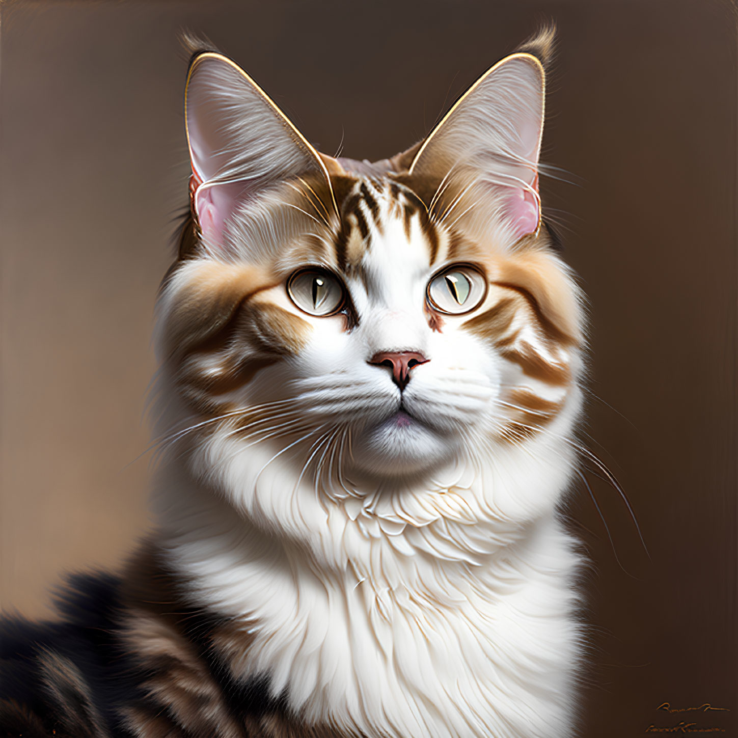 Majestic cat portrait with amber eyes and tabby markings