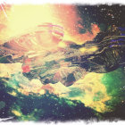 Surreal Cosmic Landscape with Floating Rocky Formations