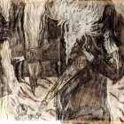 Elderly Figure in Dark Cavernous Landscape