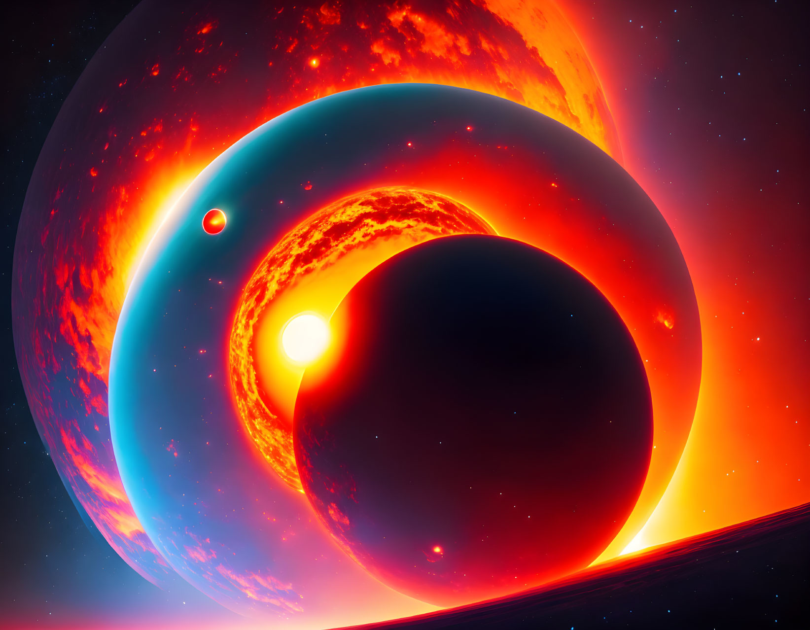 Large Glowing Planet in Vibrant Space Scene