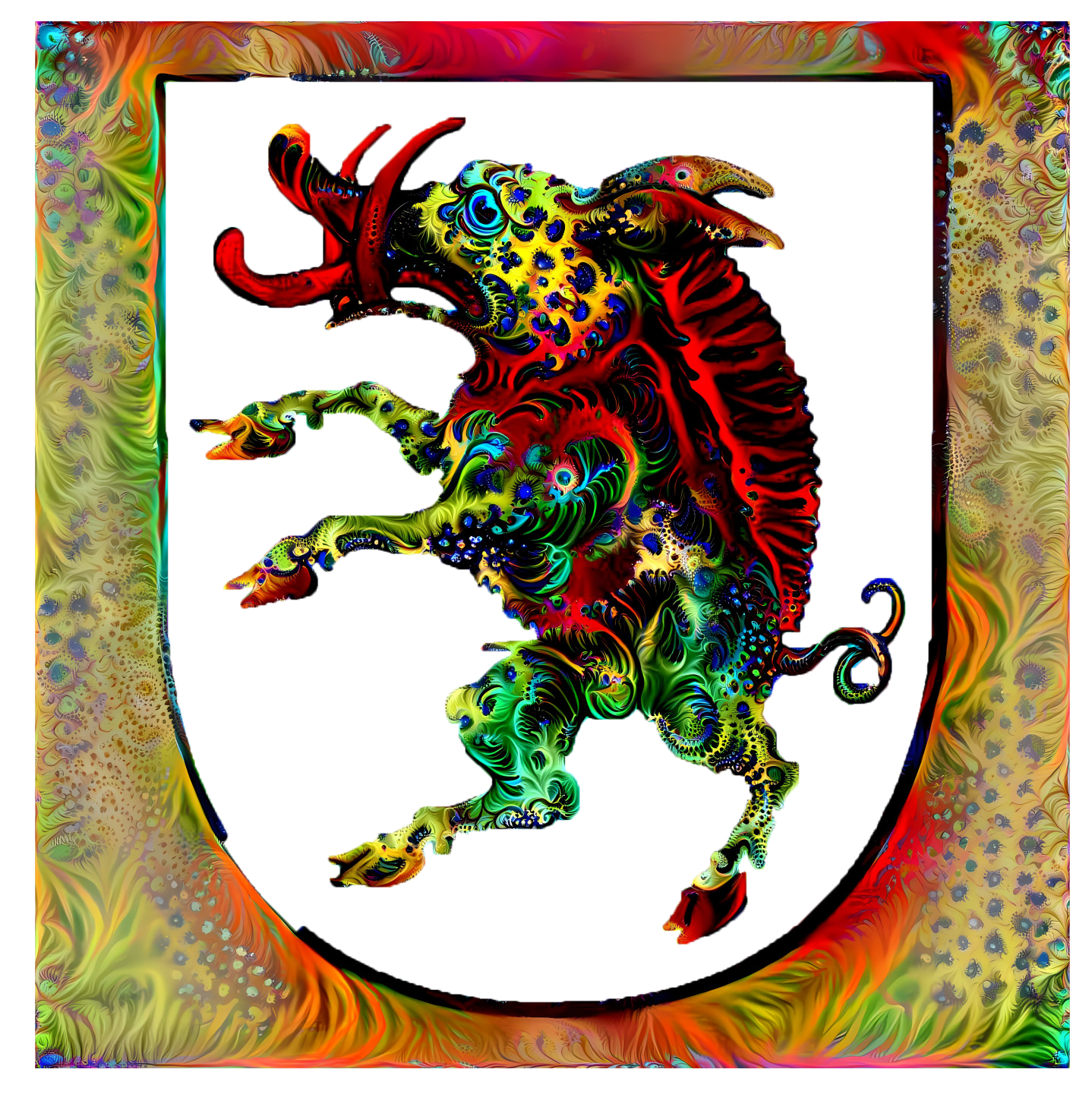 Psychedelic heraldic boar