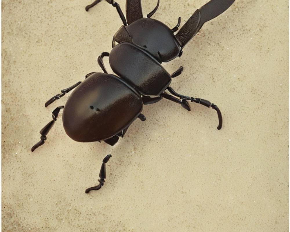 Dark-colored beetles on sandy surface with touching antennae.