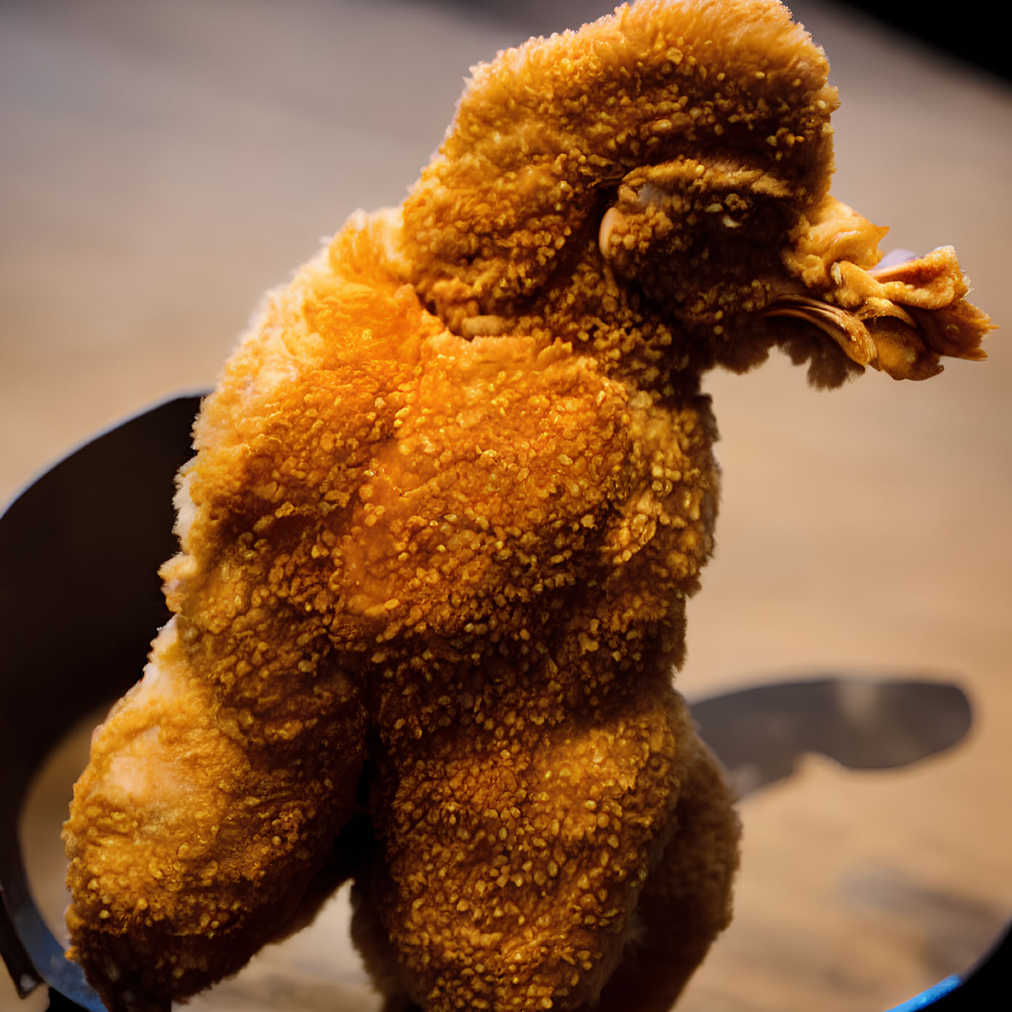 Golden-brown Fried Chicken Piece in Black Dish