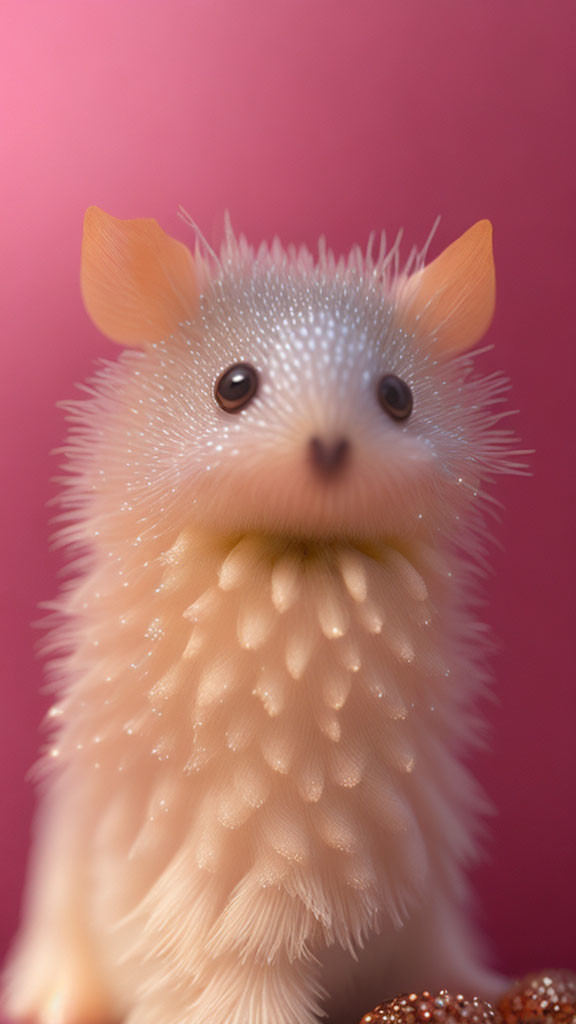 Adorable Toy Hedgehog Close-Up with Pink Background