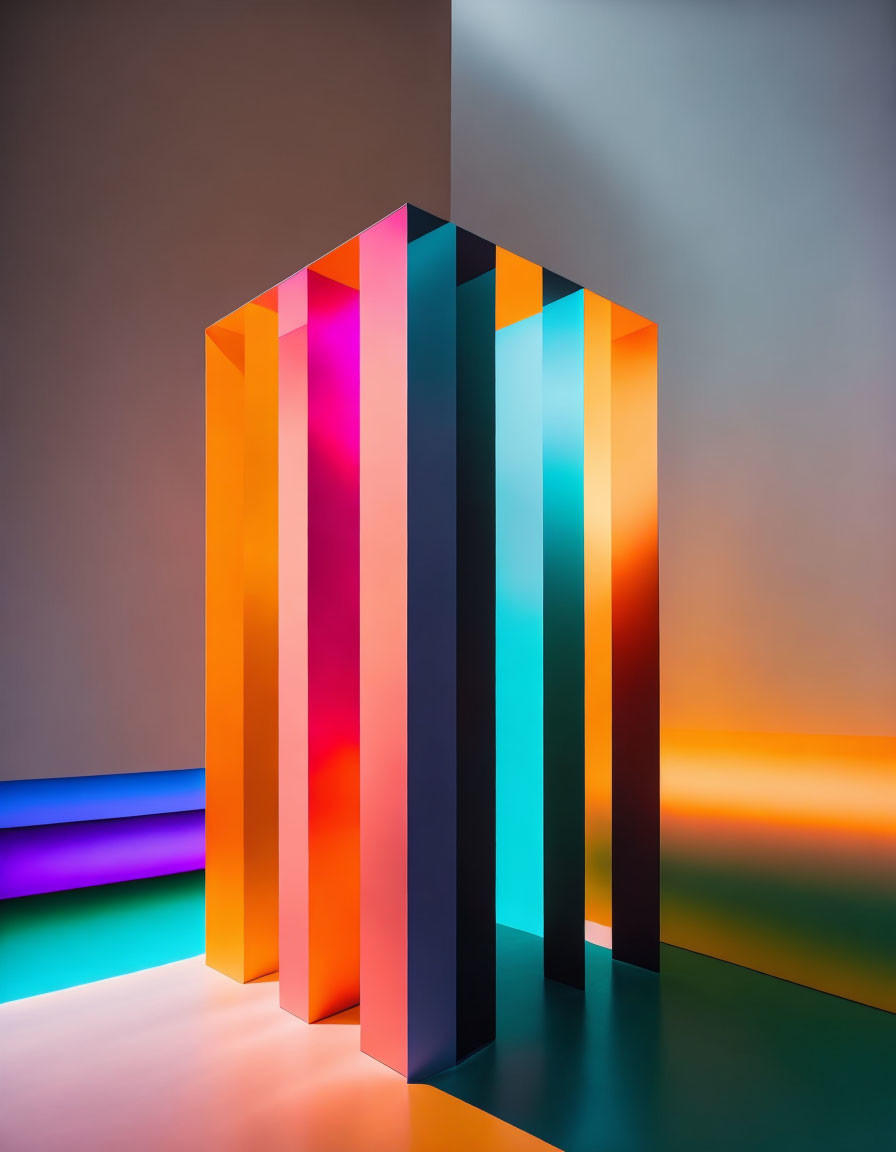 Vibrant Gradient Vertical Panel Geometric Installation