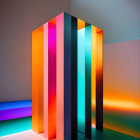 Vibrant Gradient Vertical Panel Geometric Installation