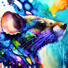 Colorful Otter Watercolor Painting with Detailed Features