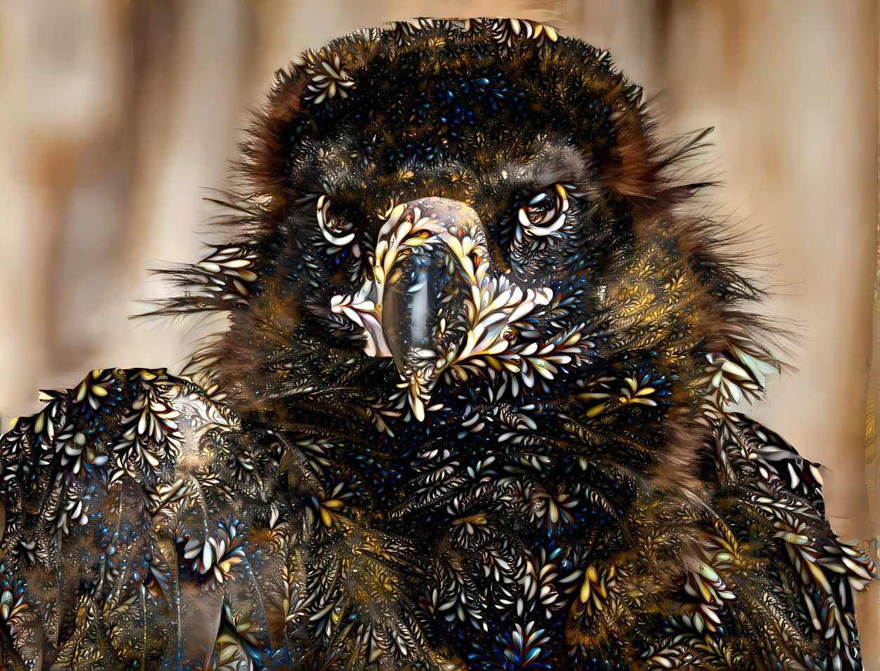 black vulture  with ruffled feathers