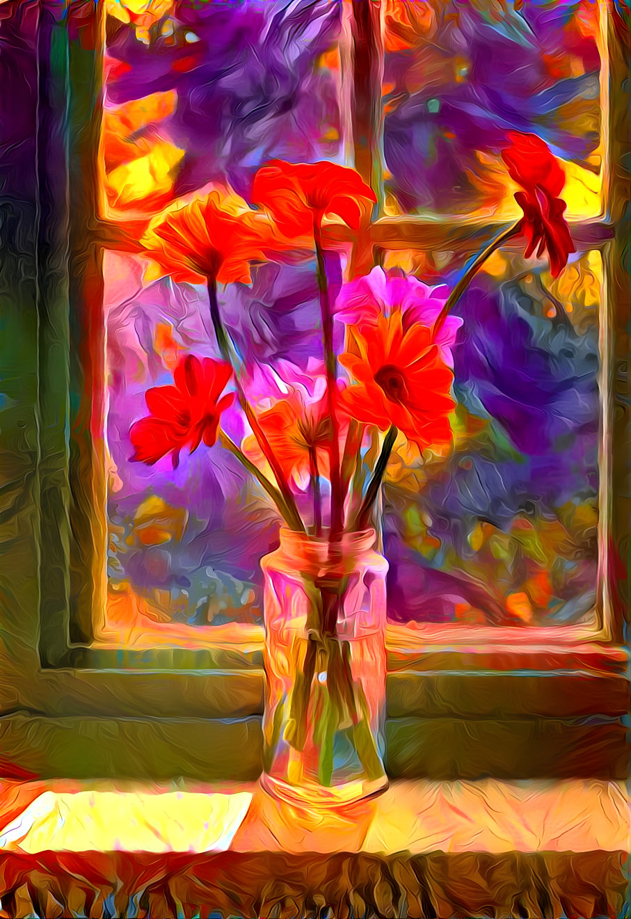  flowers in the window