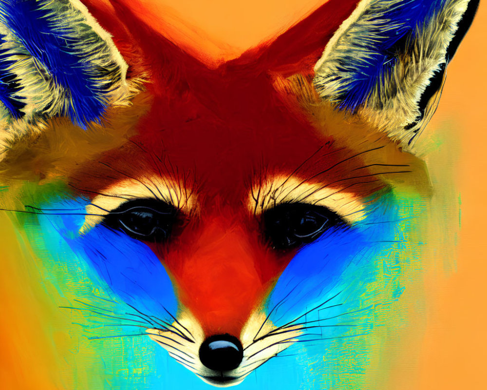 Colorful Fox Head Digital Painting with Realism and Abstract Style