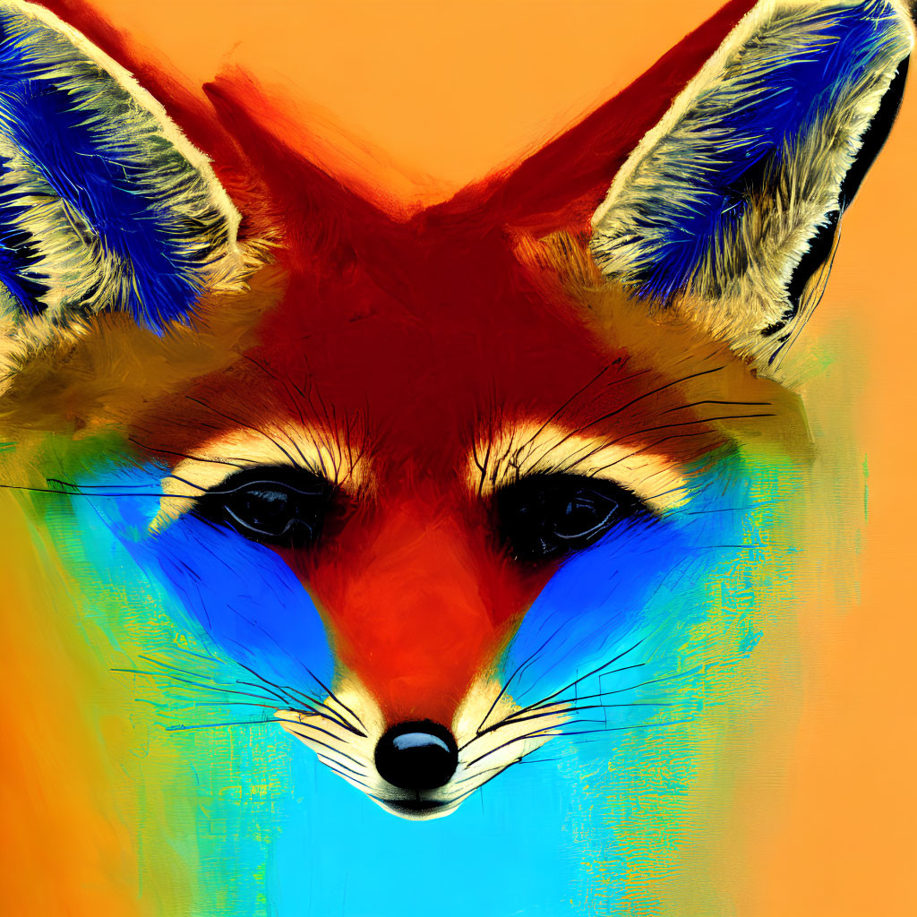 Colorful Fox Head Digital Painting with Realism and Abstract Style