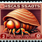 Detailed Vintage Postage Stamp: Conical Seashell with Red & Brown Pattern