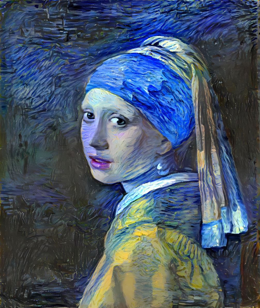 Van Gogh Girl with white earrings