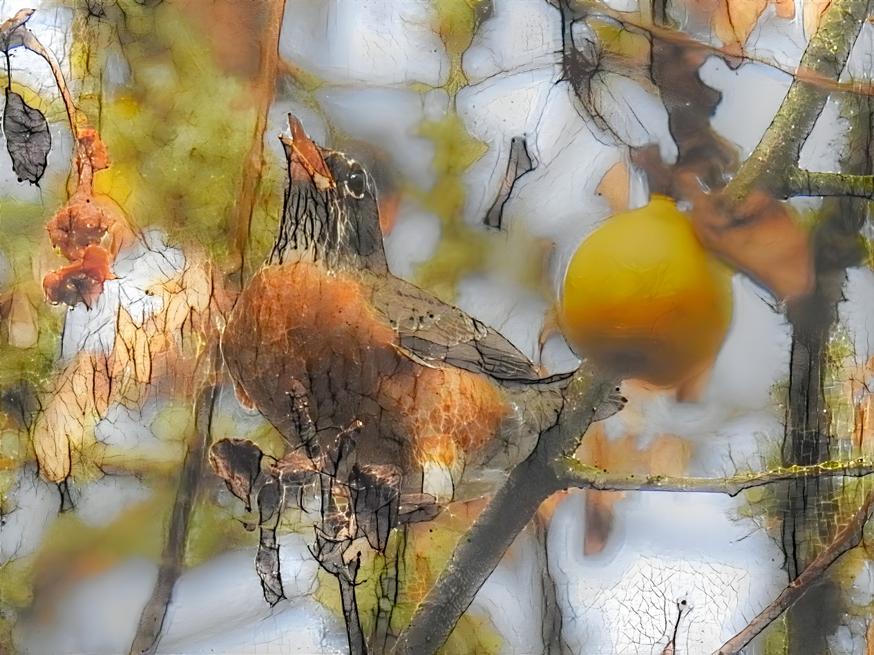 Robin in an apple tree