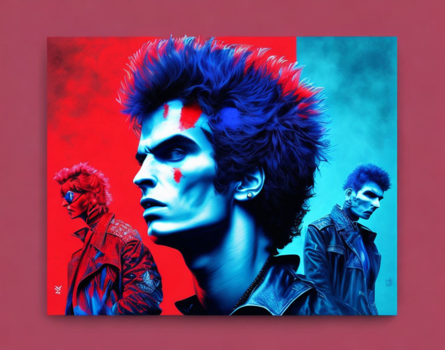 Colorful Punk-Style Male Figure Artwork with Spiky Hair and Neon Palette