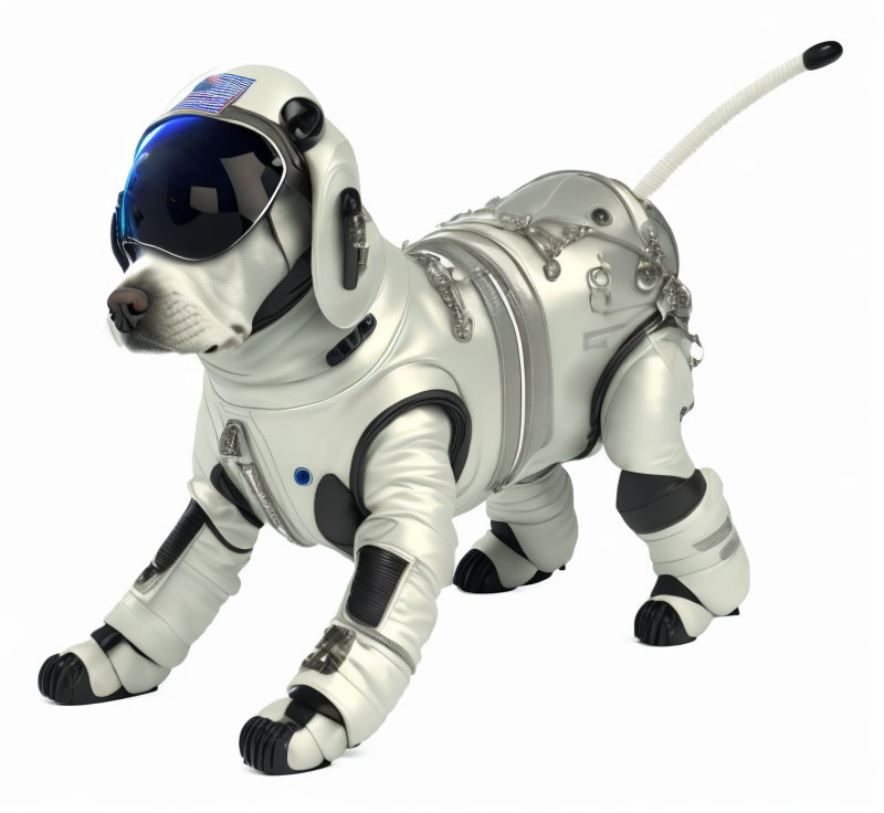 Stylized astronaut dog in 3D illustration