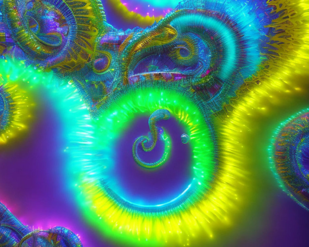 Colorful Psychedelic Fractal Image in Neon Hues