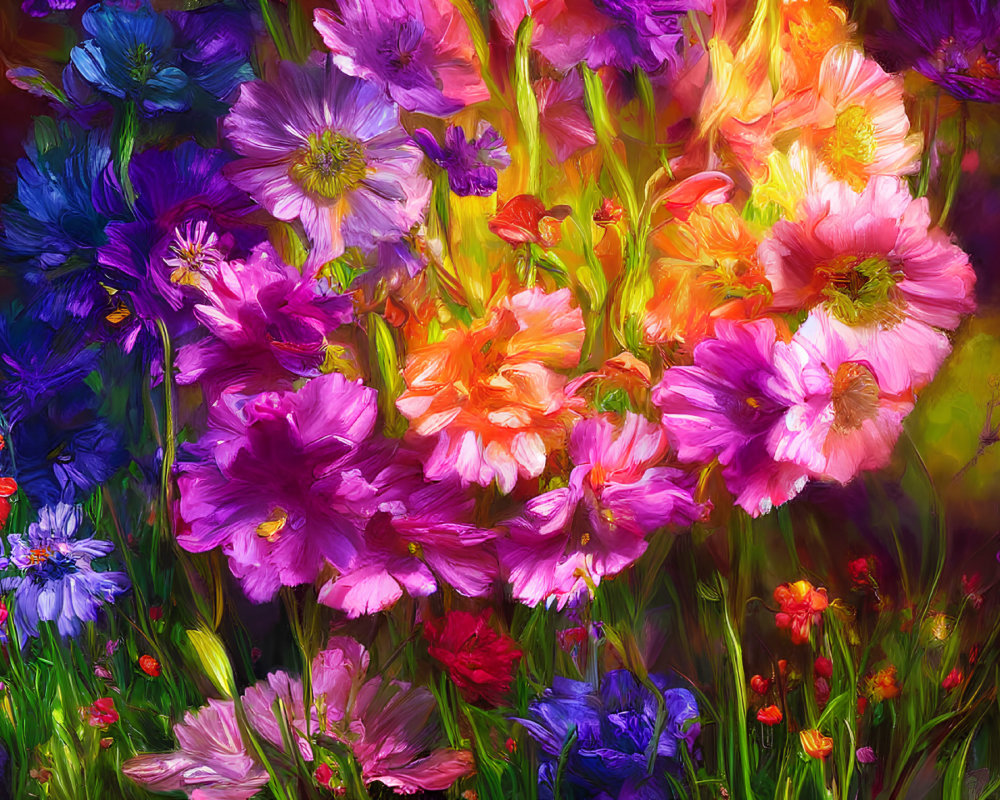 Colorful Flower Bouquet with Soft-focus Impressionistic Background