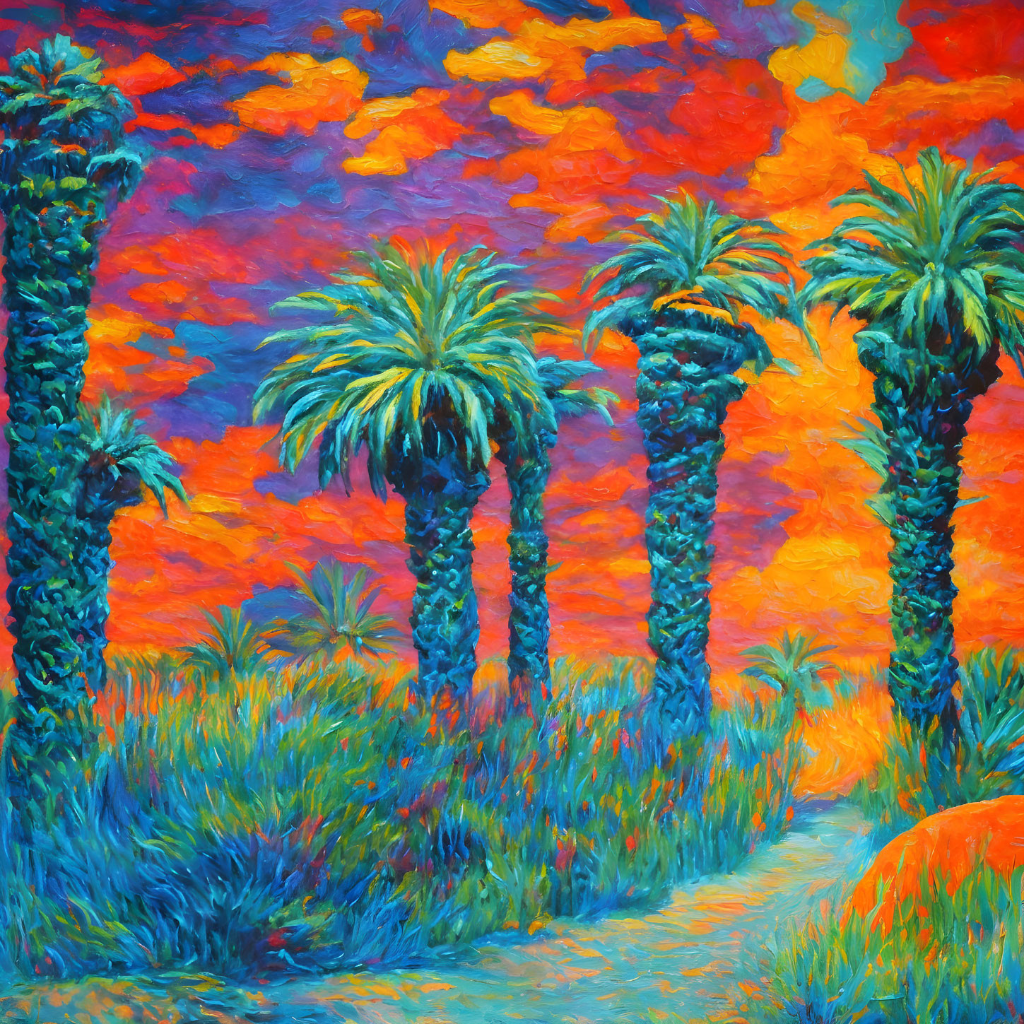 Vibrant Tropical Landscape with Dramatic Sky Colors