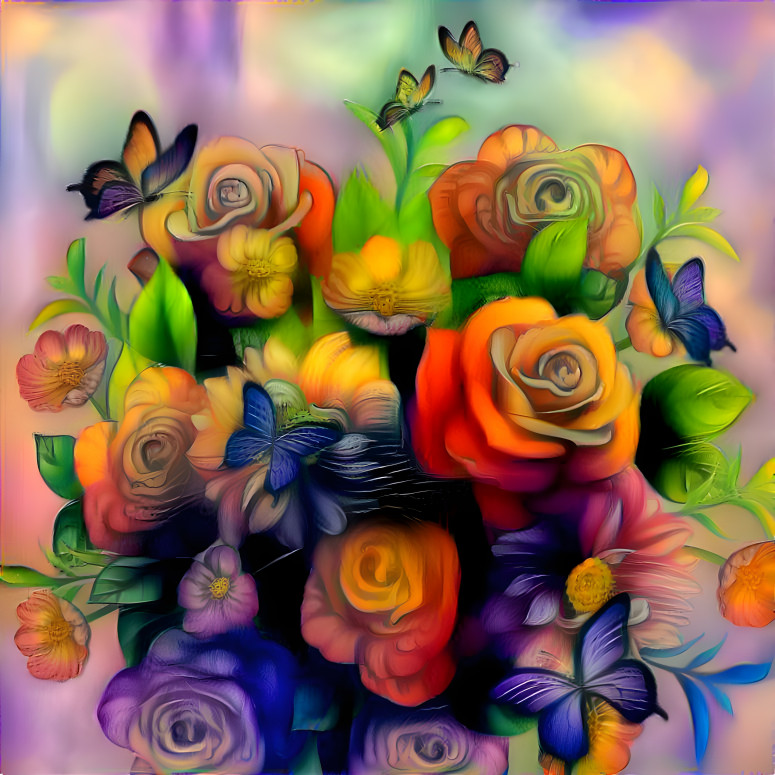 Roses and butterflies 