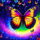 Colorful Butterfly Painting with Vivid Swirling Background