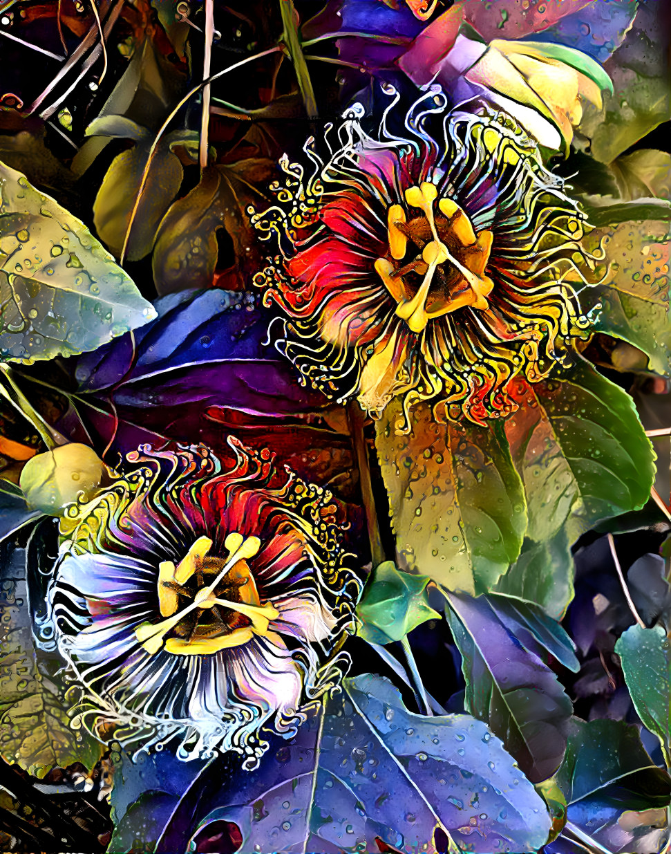 Passionate passion fruit flowers