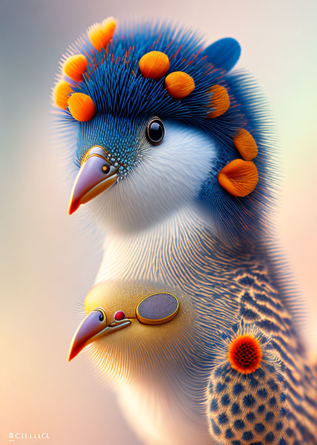 Colorful Bird Illustration with Textured Details