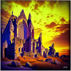 Detailed Gothic Cathedral Illustration by River Under Psychedelic Sky