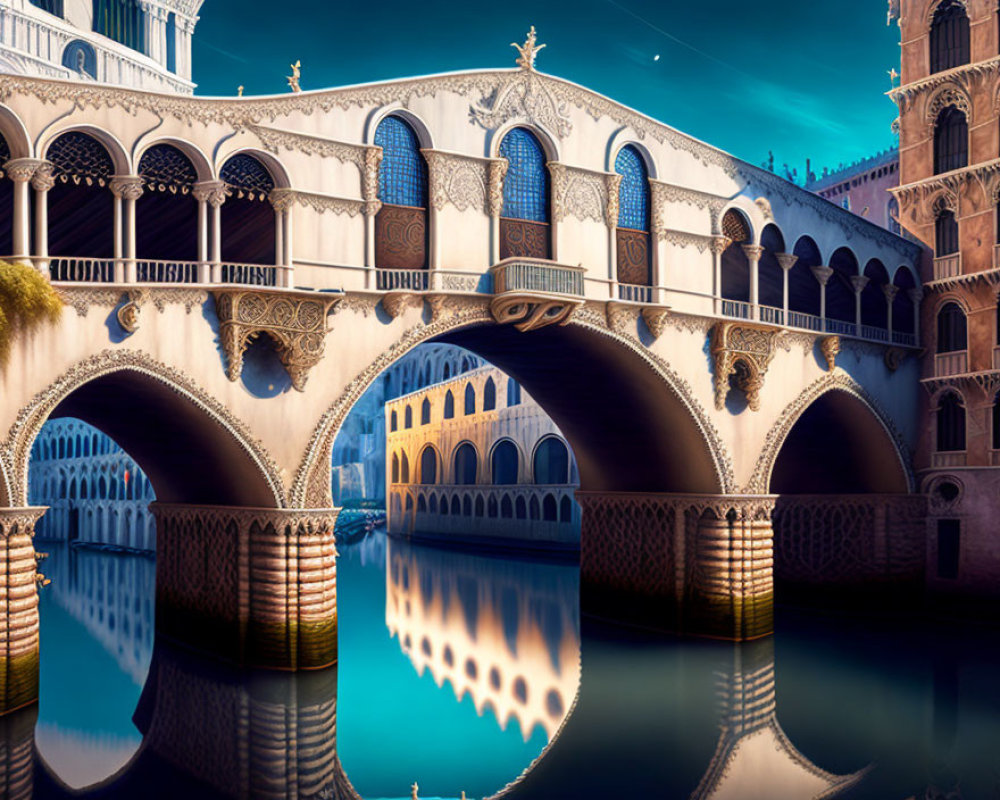 Venice architecture: surreal blend of reality and dreamlike nightscape