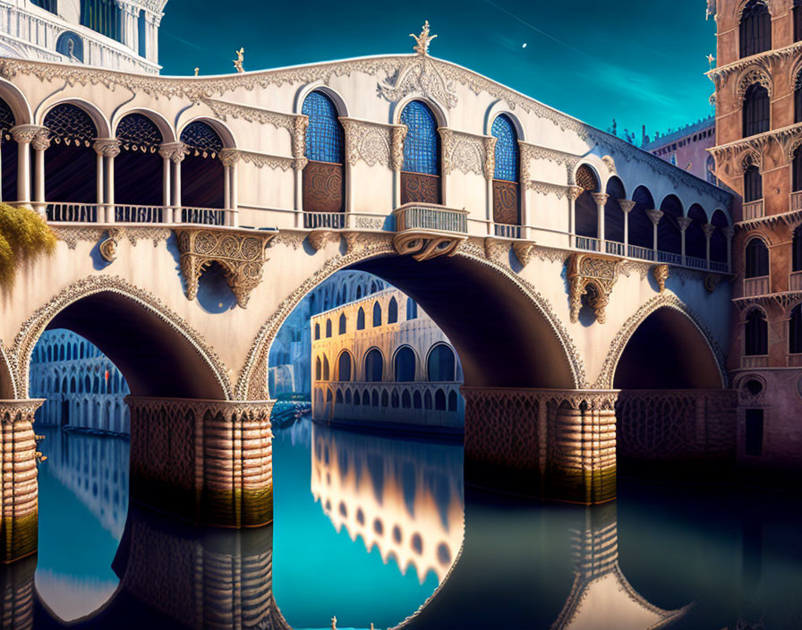 Venice architecture: surreal blend of reality and dreamlike nightscape