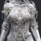 Detailed Female Robot with White & Purple Design