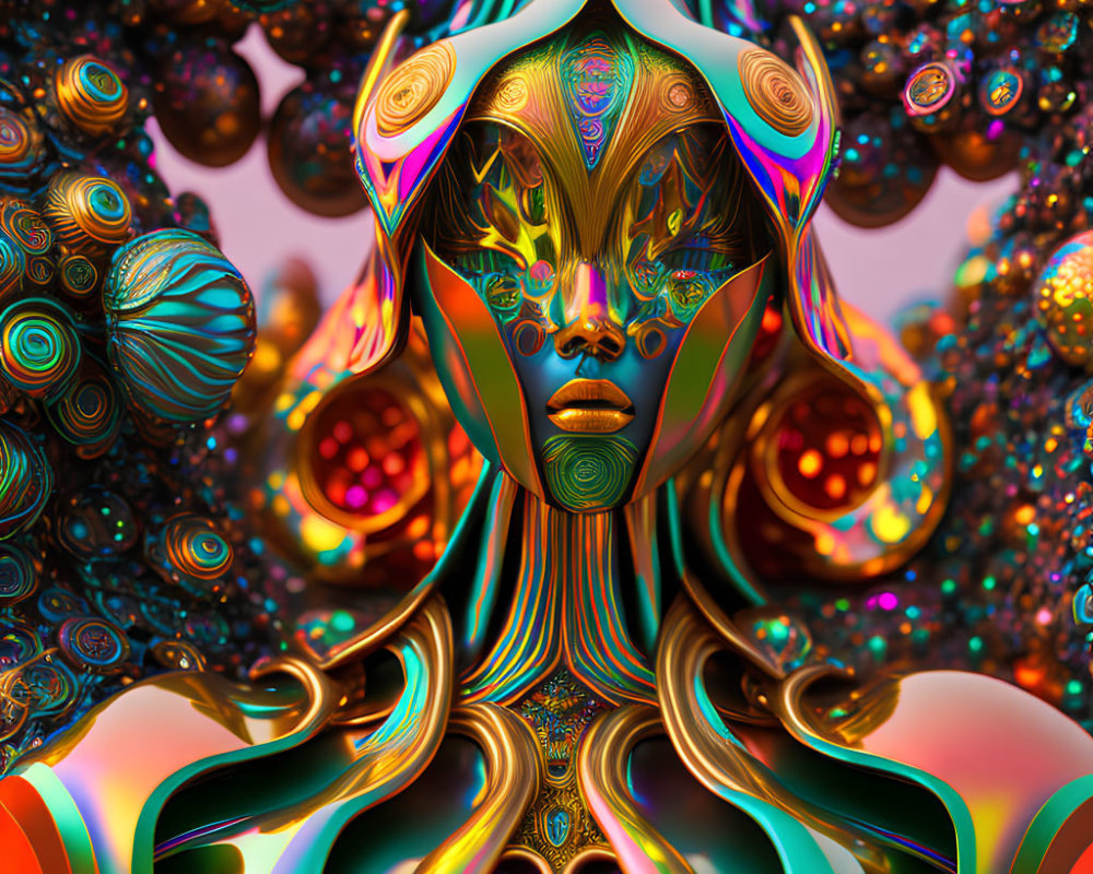 Colorful Psychedelic Digital Art Featuring Human-Like Figure