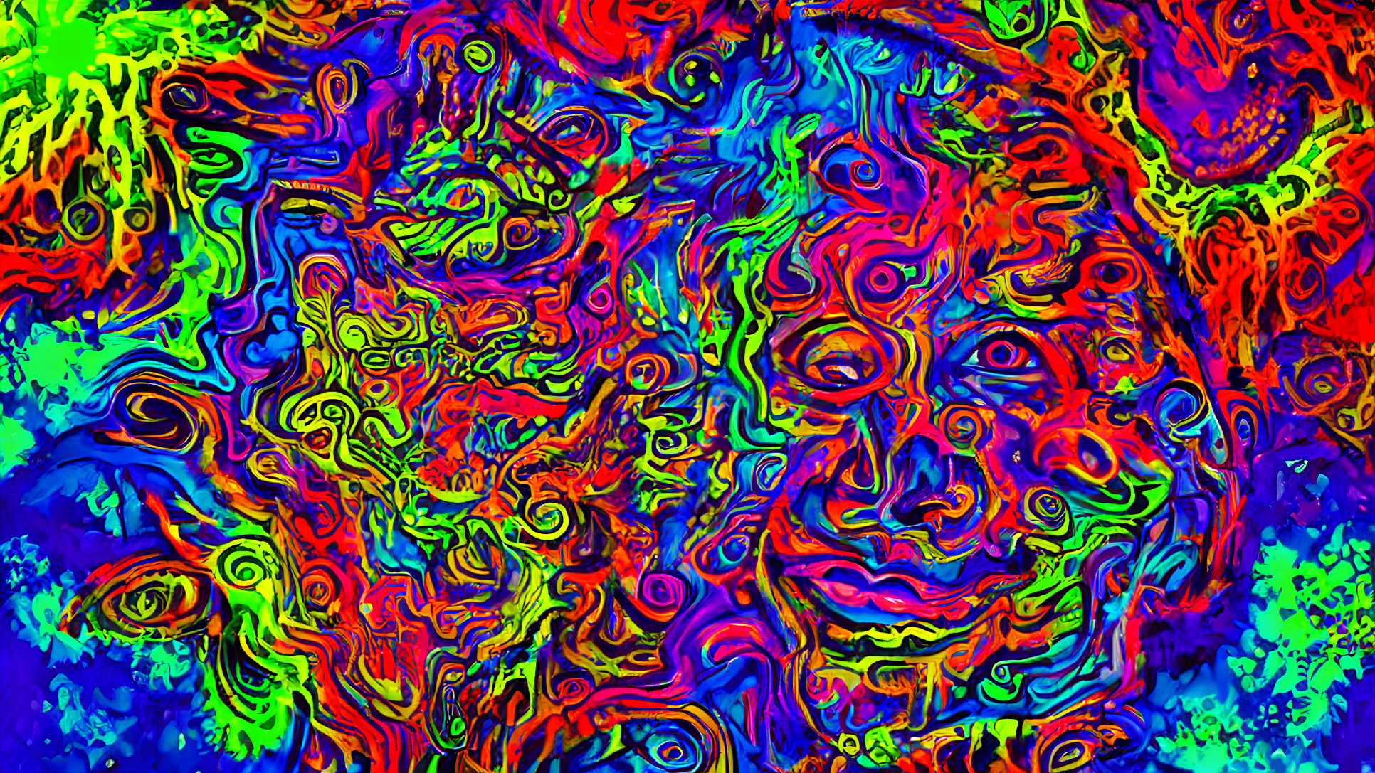 Colorful Psychedelic Abstract Faces Pattern