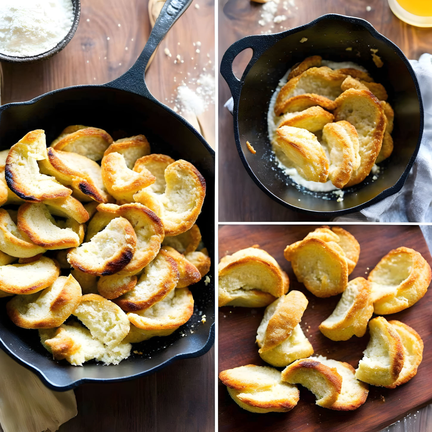 Golden Brown Pull-Apart Bread in Cast-Iron Skillet with Sugar Sprinkles