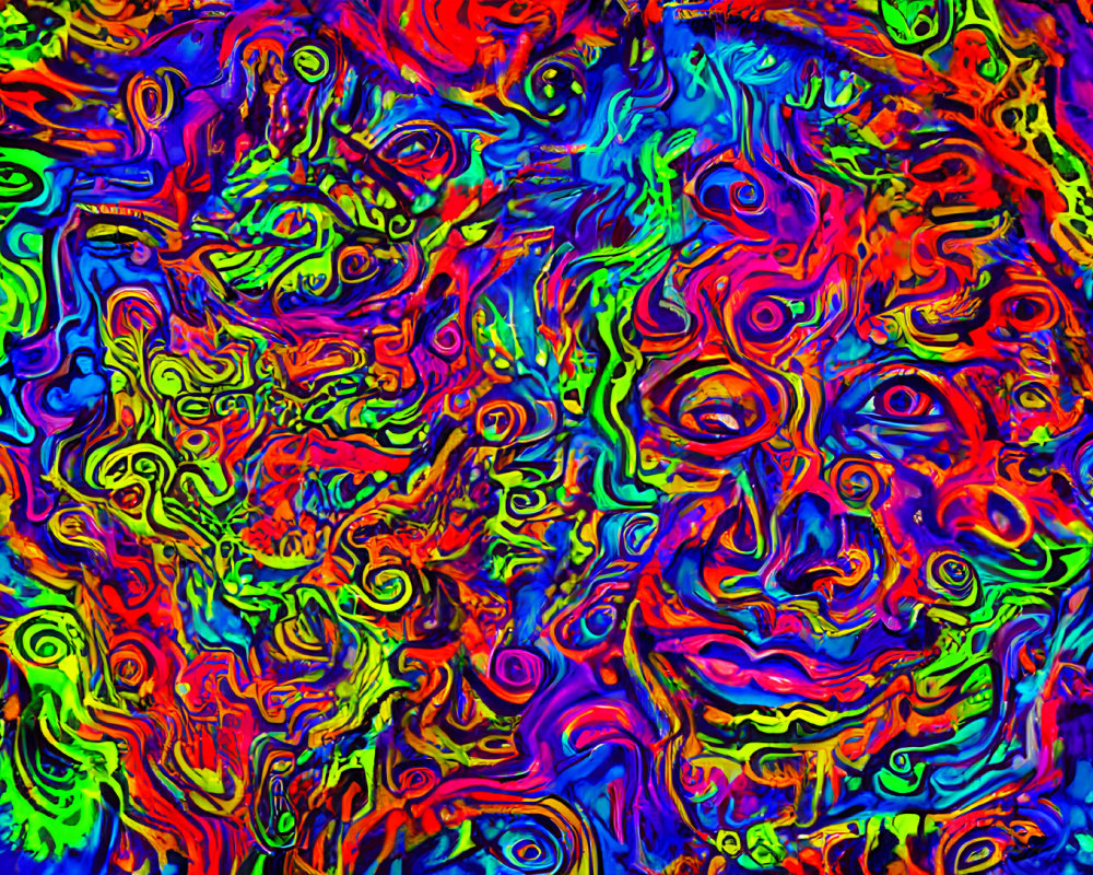 Colorful Psychedelic Abstract Faces Pattern