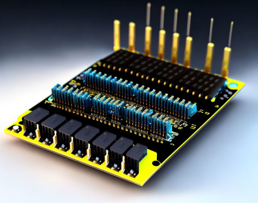 Detailed Close-Up of Electronic Circuit Board Components