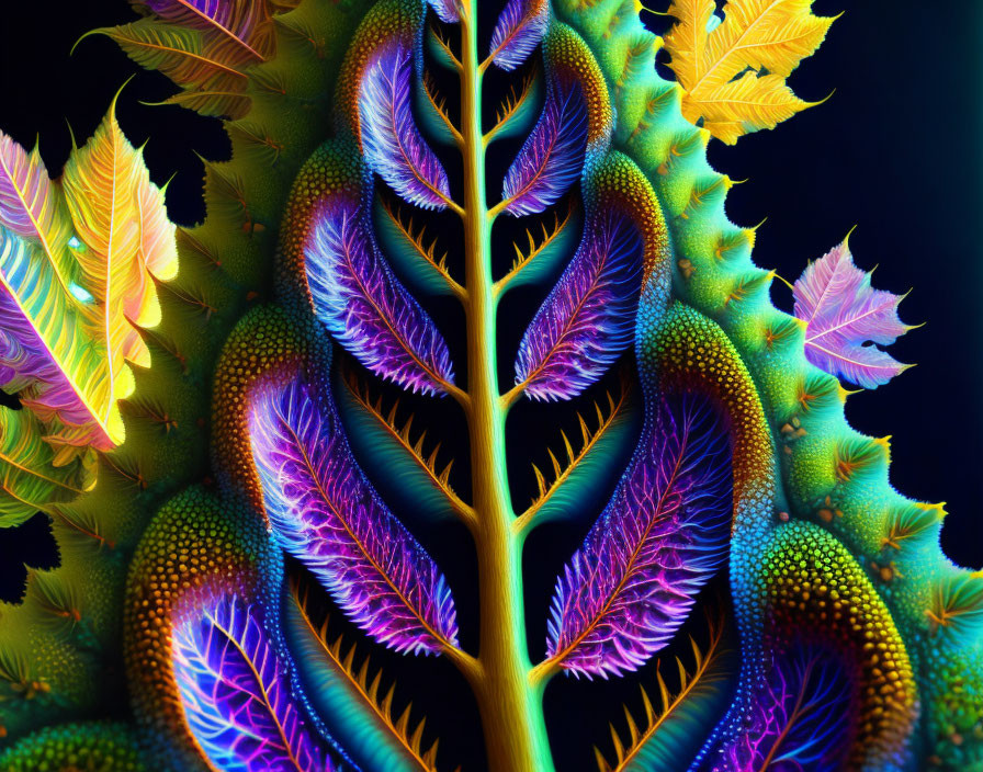 Colorful Fractal Tree Art on Black Background