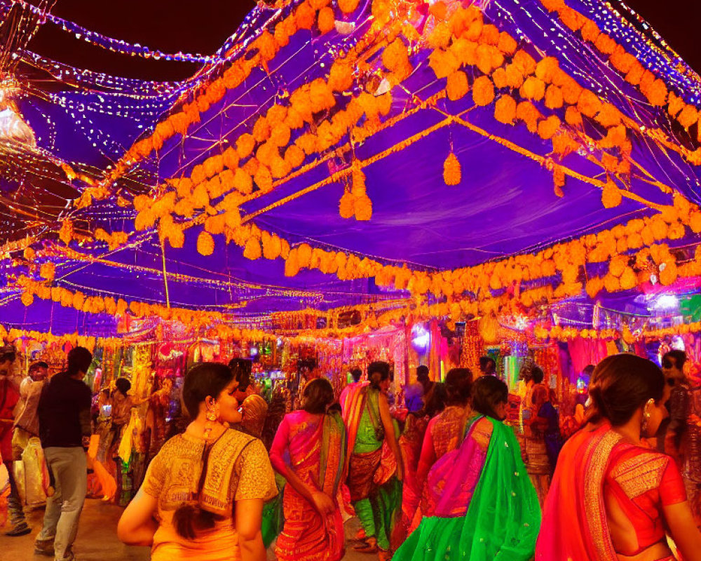 Traditional Indian Attire at Festive Scene