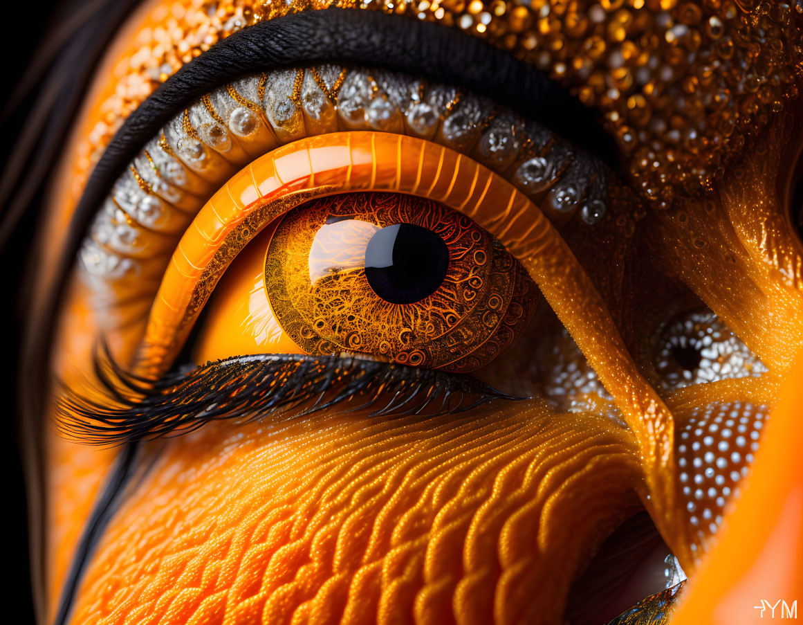 Detailed Macro Image of Reptile Eye and Scales