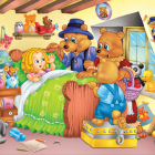 Colorful Cartoon Bears in Garden with Treehouse & Toy Boat