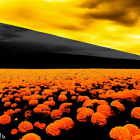 Orange Marigold Flowers Blooming in Dramatic Landscape