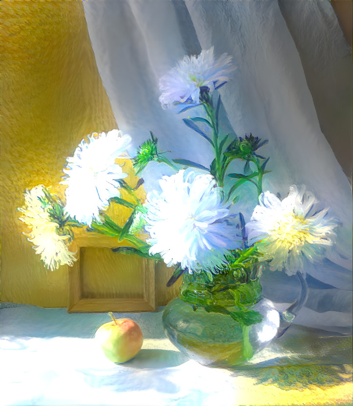 White asters in the sunlight 