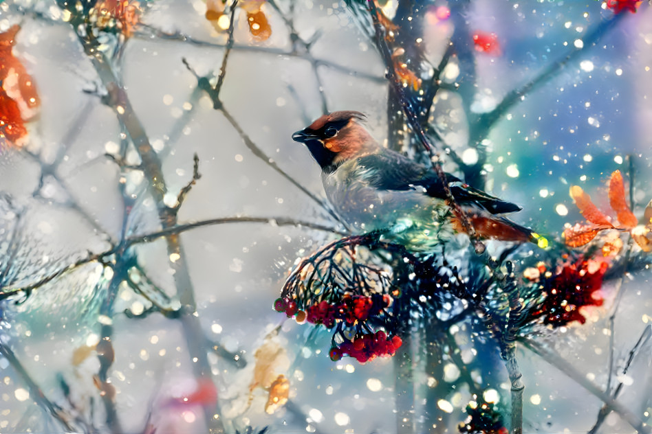 Waxwing in the mountain ash