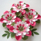 Pink and White Lily Bouquet with Prominent Stamens and Green Leaves